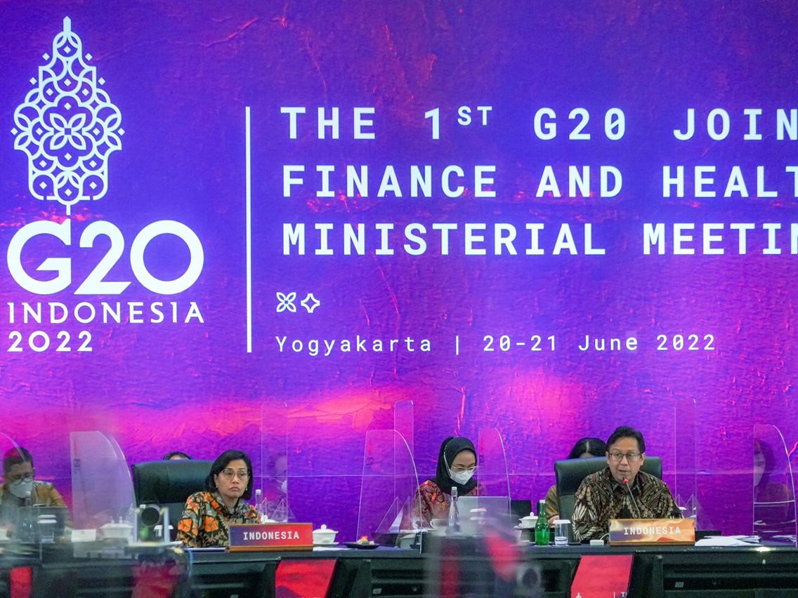  Menkes Budi Gunadi Sadikin & Menkeu Sri Mulyani Indrawati memimpin pertemuan the First G20 Joint Finance and Health Ministers' Meeting.