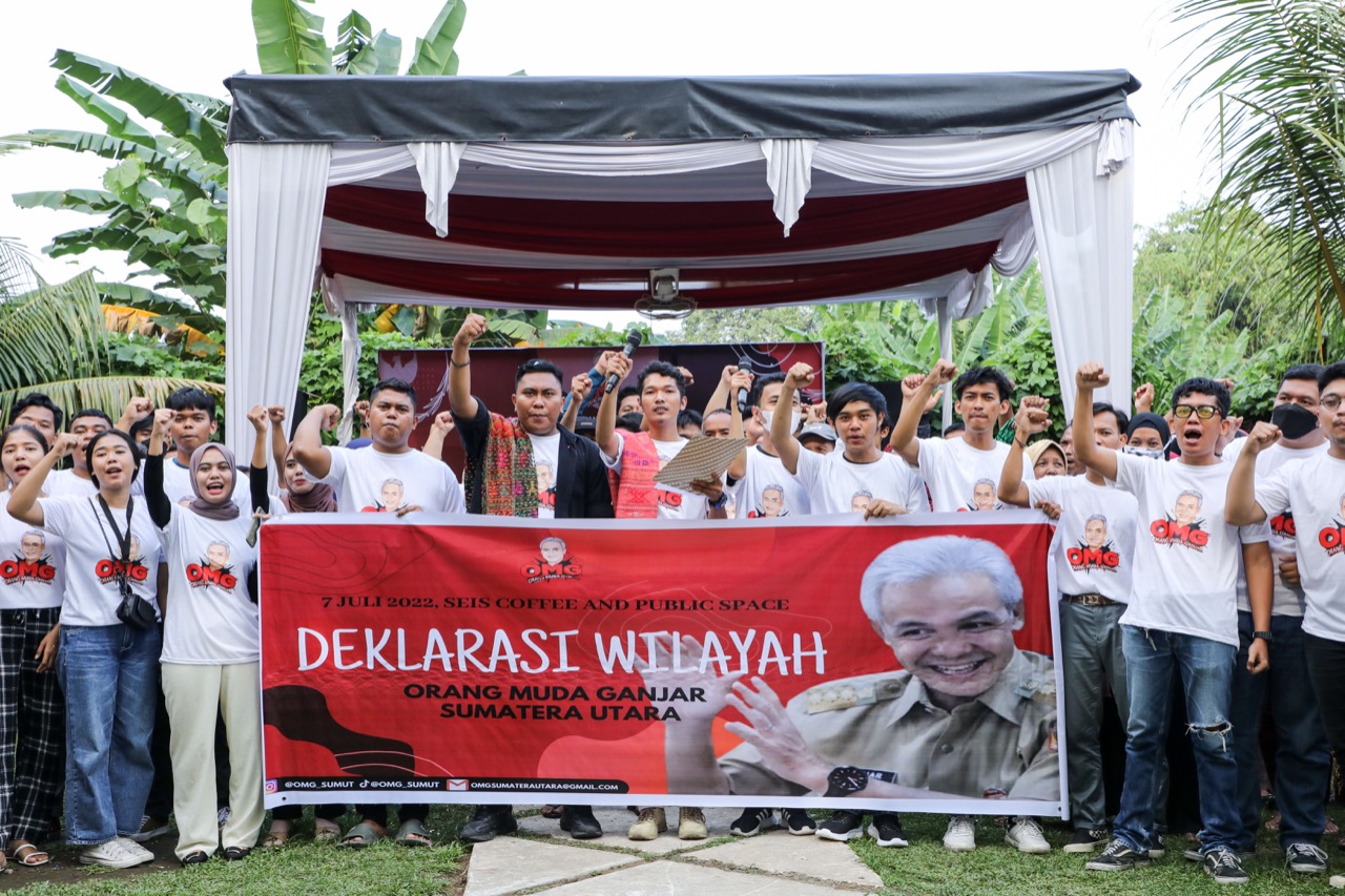Orang Muda Ganjar Sumatera Utara (OMG Sumut) mendeklarasikan Ganjar sebagai Presiden 2024, Jumat (8/7)