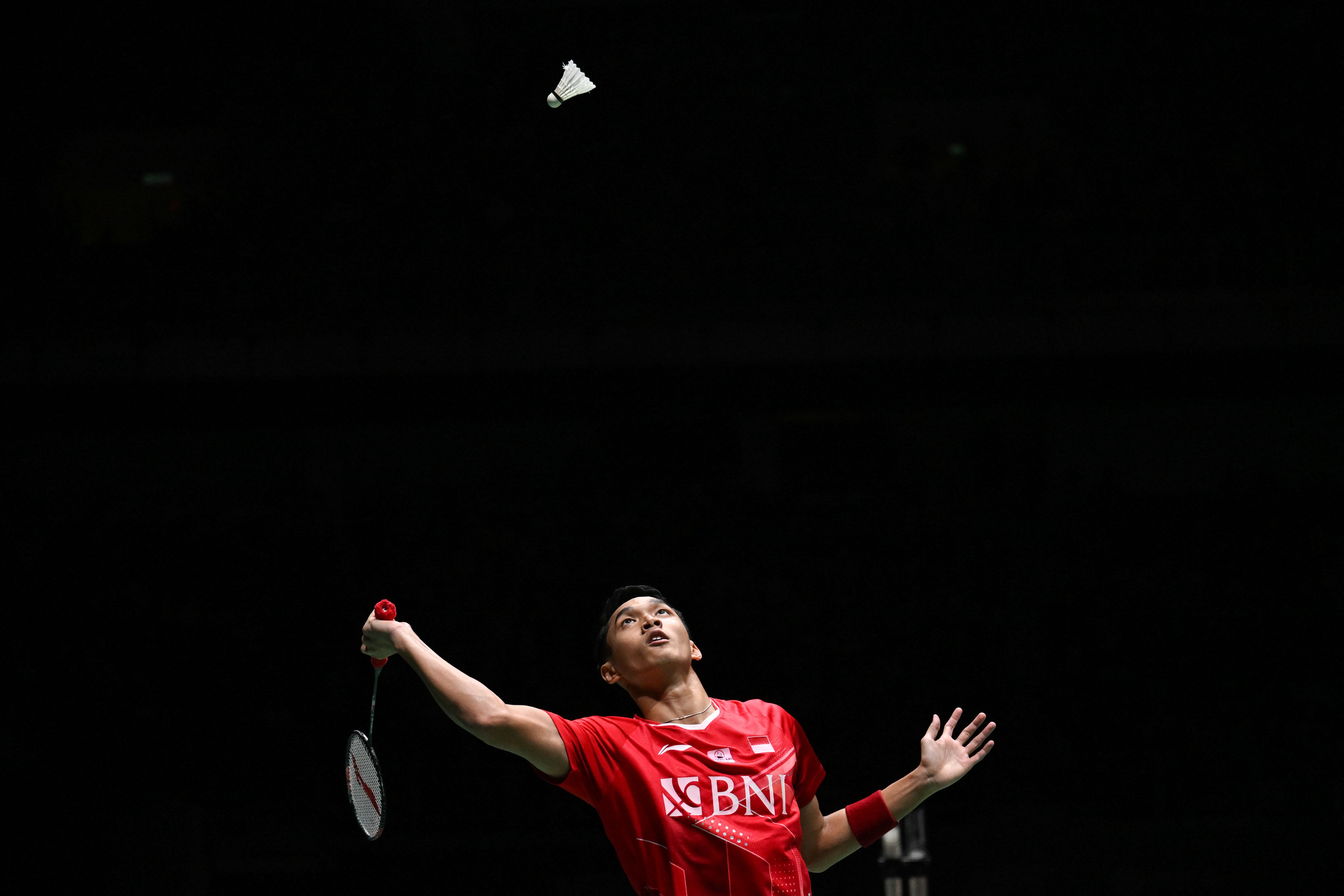 Pebulu tangkis Indonesia Jonatan Christie saat berlaga.