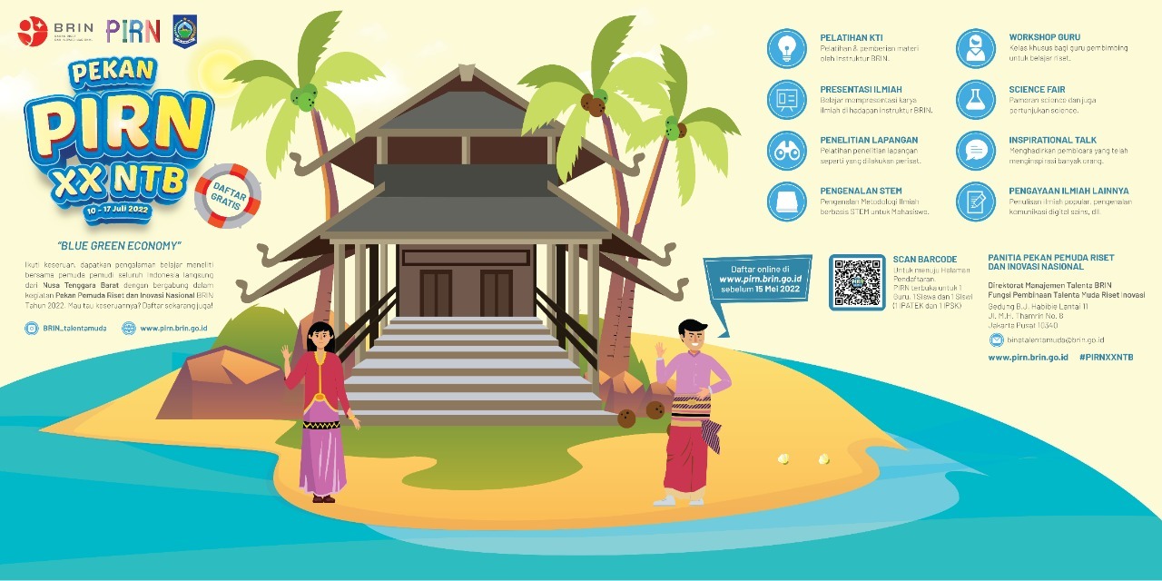 Pekan Pemuda Riset dan Inovasi Nasional (PIRN) XX digelar di Nusa Tenggara Barat pada 10-17 Juli 2022. 