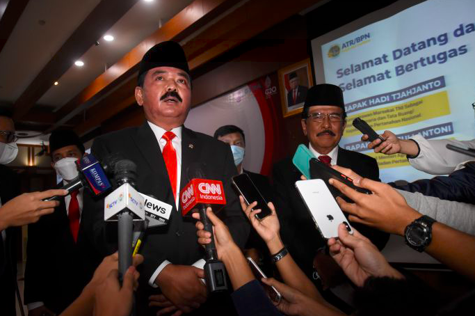 Menteri ATR/Kepala BPN Hadi Tjahjanto saat menyampaikan keterangan pers.