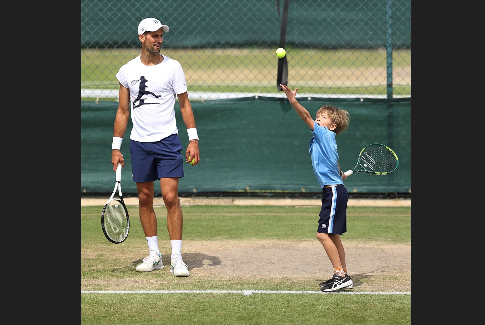 Petenis Serbia Novak Djokovic dan putranya Stefan