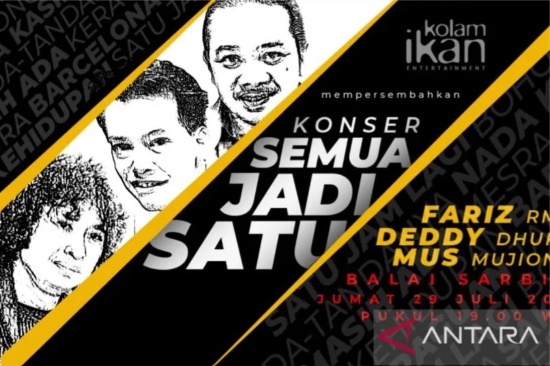 Poster konser Fariz RM, Deddy Dhukun, Mus Mujiono