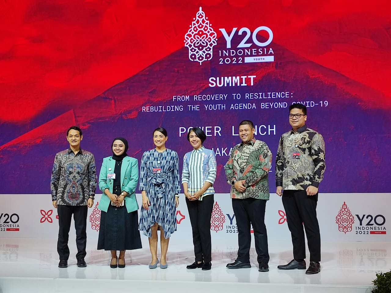 Welcoming dinner KTT Y20 di Grand Ballroom Kempinski, Jakarta, Senin (18/7).