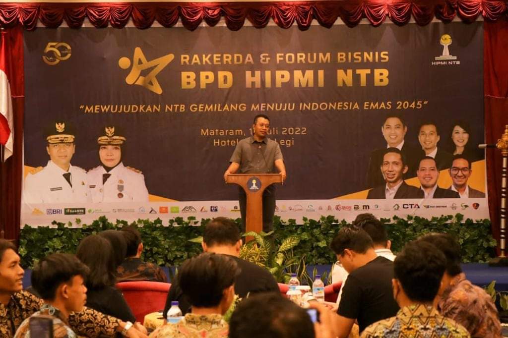 Gubernur Nusa Tenggara Barat Zukieflimansyah pada Rakerda dan Forum Bisnis BPD HIMPI NTB, di Mataram.