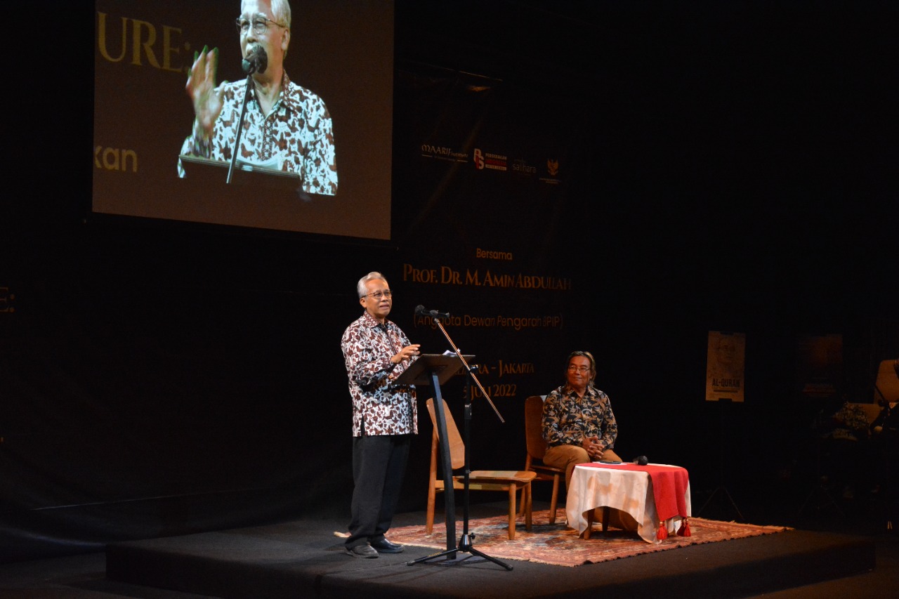 Anggota Dewan Pengarah BPIP Prof Dr M Amin Abdullah menyampaikan sejumlah kenangan tentang mendiang Buya Syafii Maarif di Jakarta, 5/7..