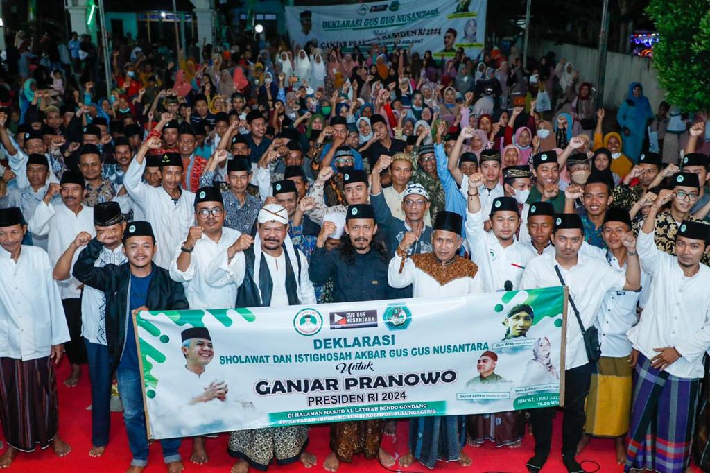 Gus-Gus Nusantara (GGN) mendeklarasikan dukungan terhadap Gubernur Jateng Ganjar Pranowo untuk menjadi presiden di 2024. 