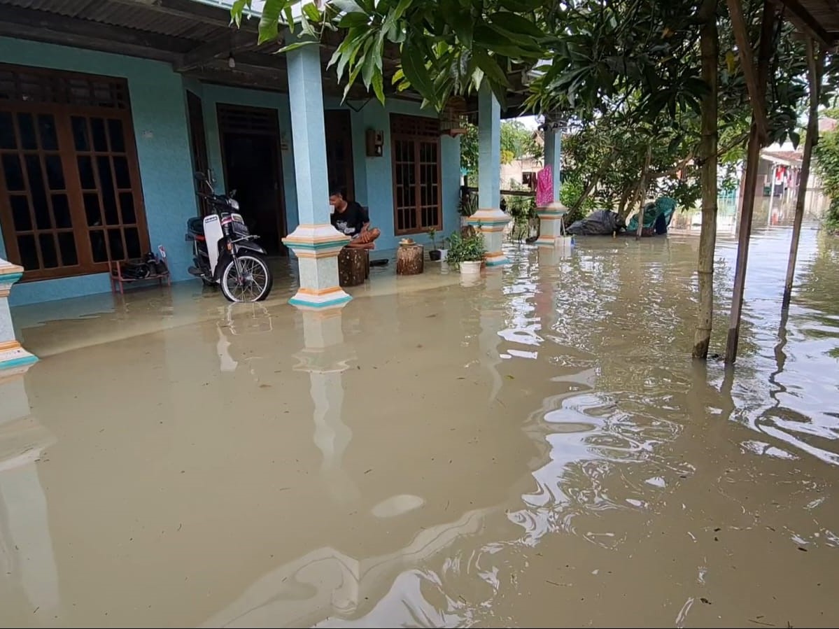Kondisi banjir yang merendam Desa Ketitang Wetan, Kecamatan Batangan, Kabupaten Pati, Sabtu (19/2/2022).