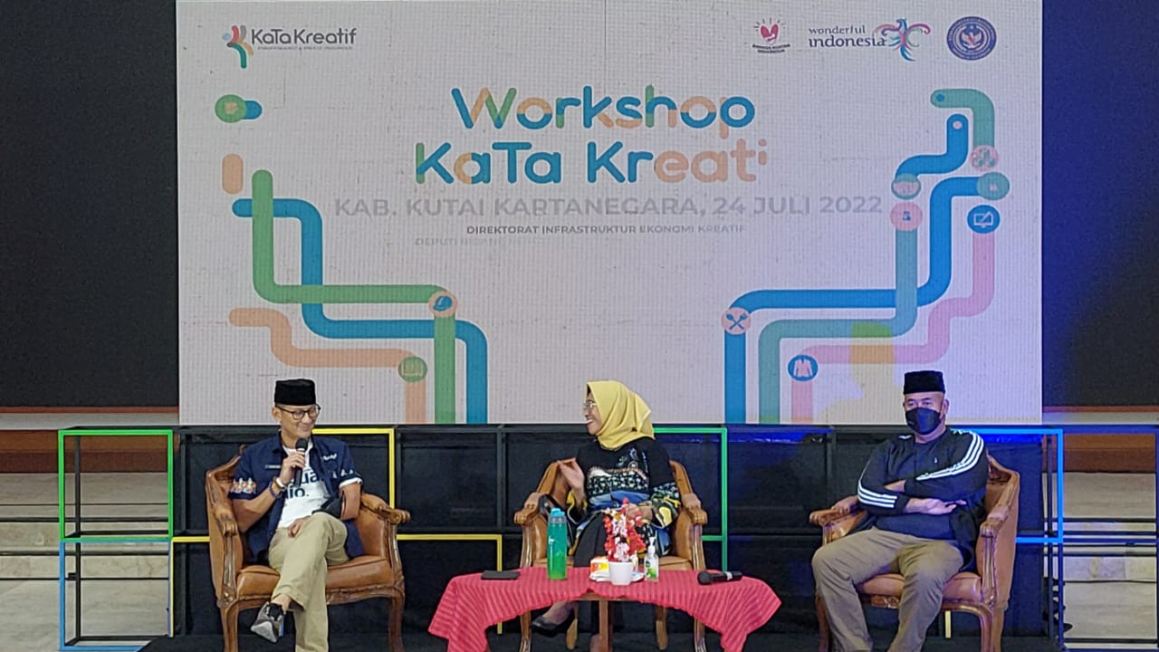 Manparekraf Sandiaga Uno menghadiri Workshop KaTa Kreatif di Kabupaten Kutai Kartanegara (Kukar), Kalimantan Timur.