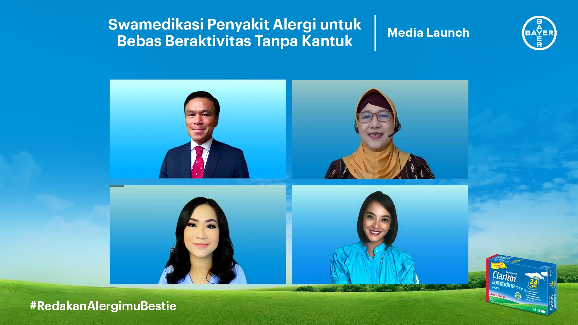 Acara Media Launch 'Swamedikasi Penyakit Alergi untuk Bebas Beraktivitas Tanpa Rasa Ngantuk' secara daring.