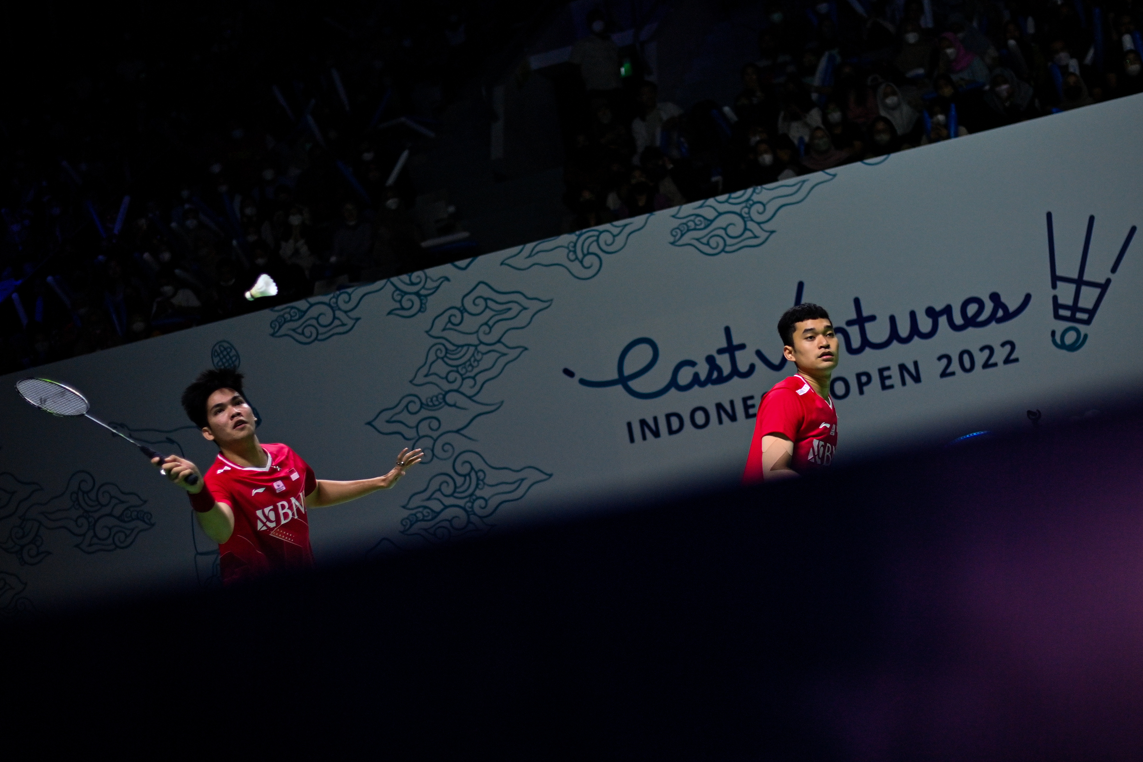 Ganda putra Daniel Marthin/Leo Rolly Carnando saat berlaga di Indonesia Open.