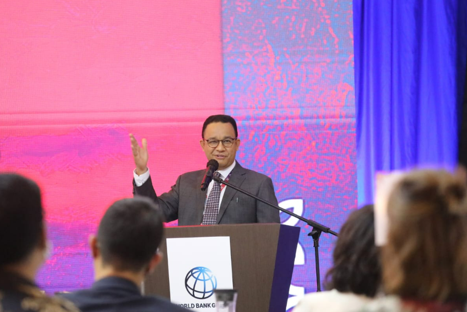 Gubernur DKI Jakarta Anies Baswedan dalam acara pendukung (side event) untuk agenda U20 Mayor Summit 2022, Selasa (30/8). 