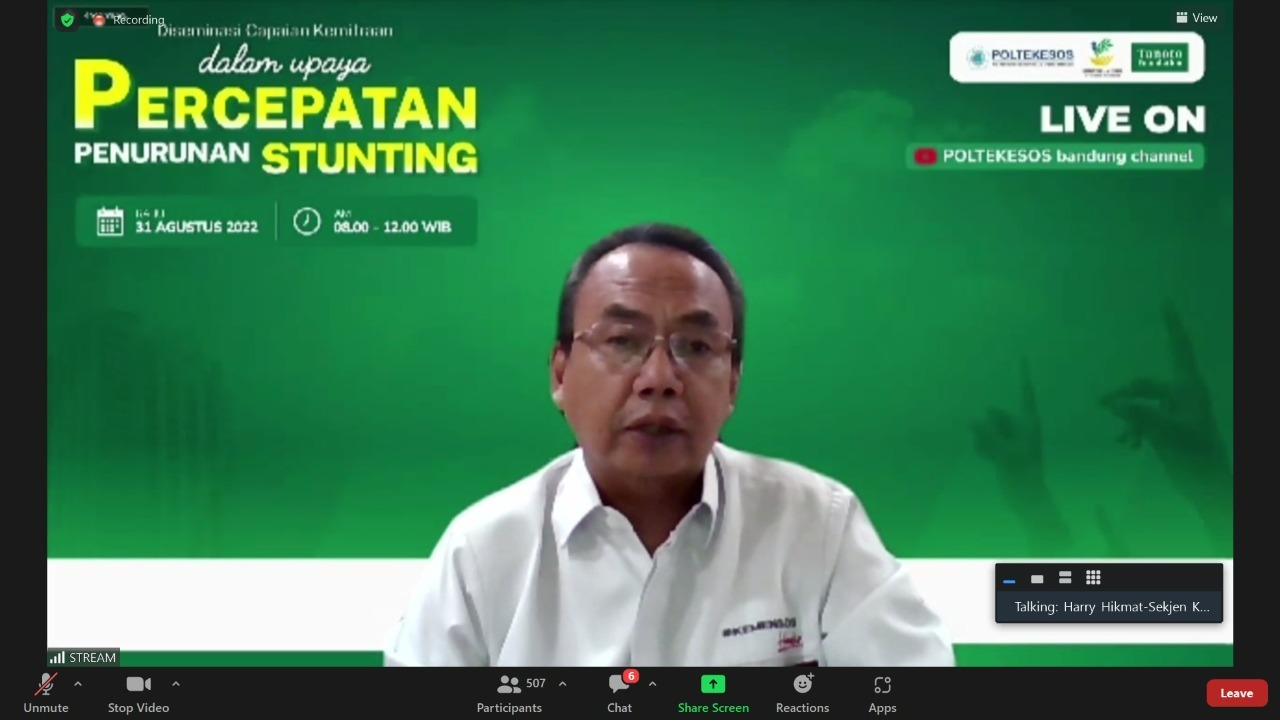 Kegiatan Diseminasi Capaian Kemitraan dalam Upaya Percepatan Penurunan Stunting secara online. 