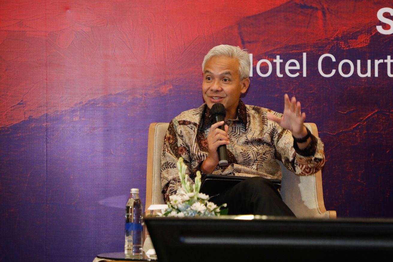Gubernur Jateng Ganjar Pranowo berbicara tentang EBT di Energy Transition Working Group (ETWG) Meeting di Bali, Selasa (30/8).