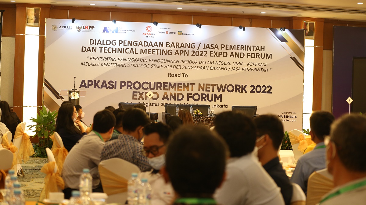 Apkasi menggelar Dialog Pengadaan Barang/Jasa Pemerintah dan Technical Meeting APN 2022 Expo  and Forum di Jakarta.