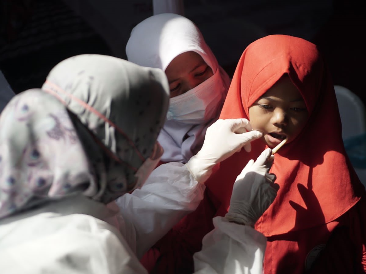 Penyuluhan dan pemeriksaan gigi di TK Inspirasi Indonesia pada Sabtu (20/8).