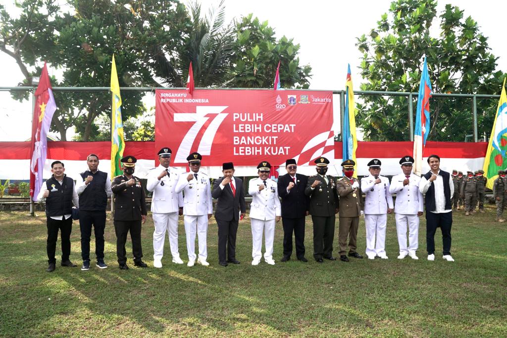 BPC HIPMI Kepulauan Seribu mengikuti upacara HUT Kemerdekaan RI bersama Menparekraf Sandiaga Uno