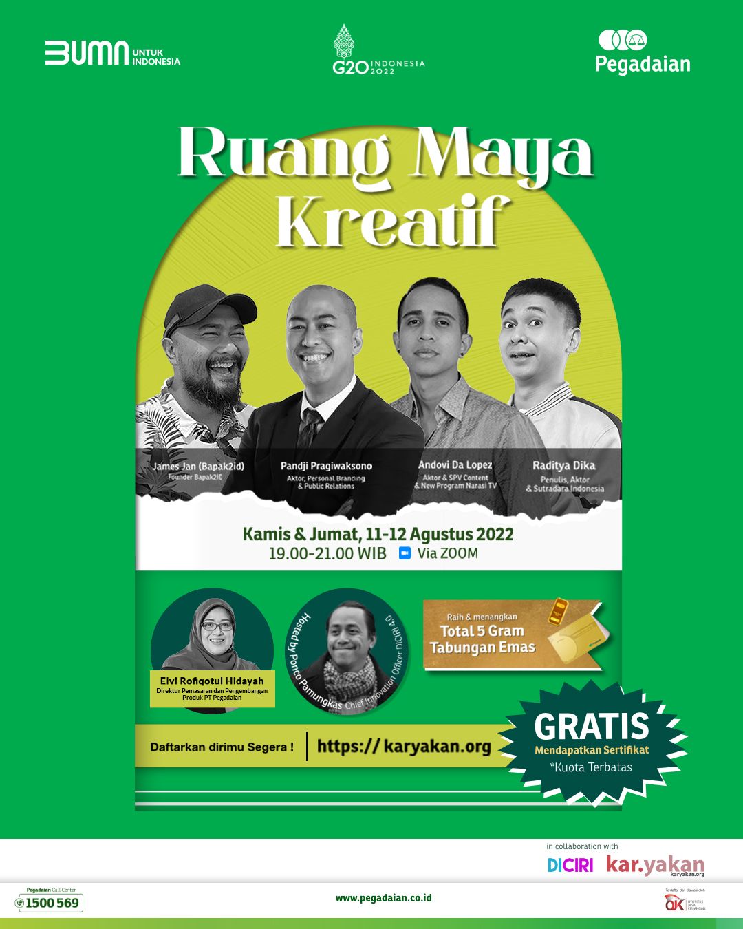 Pandji Pragiwaksono hingga Raditya Dika akan Berbagi Tips Jadi Konten Kreator Agustus Ini