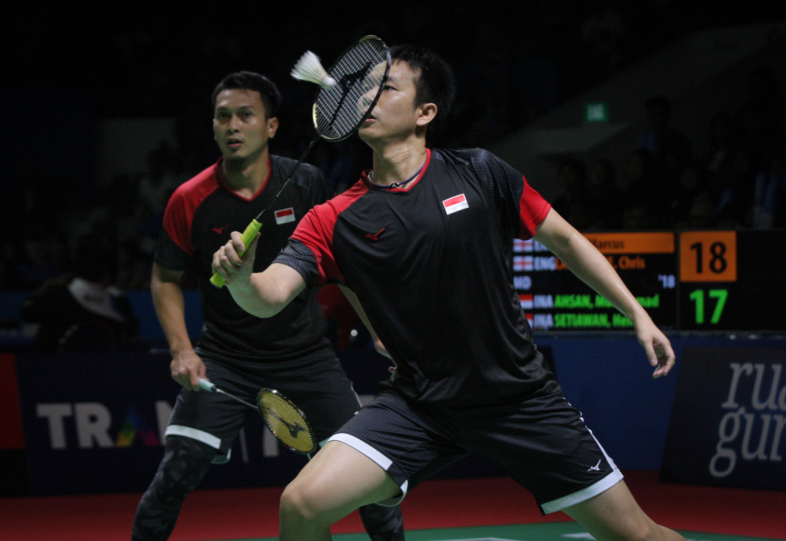 Pasangan ganda putra andalan Indonesia di Kejuaraan Dunia 2022, Mohammad Ahsan (kiri) dan Hendra Setiawan.
