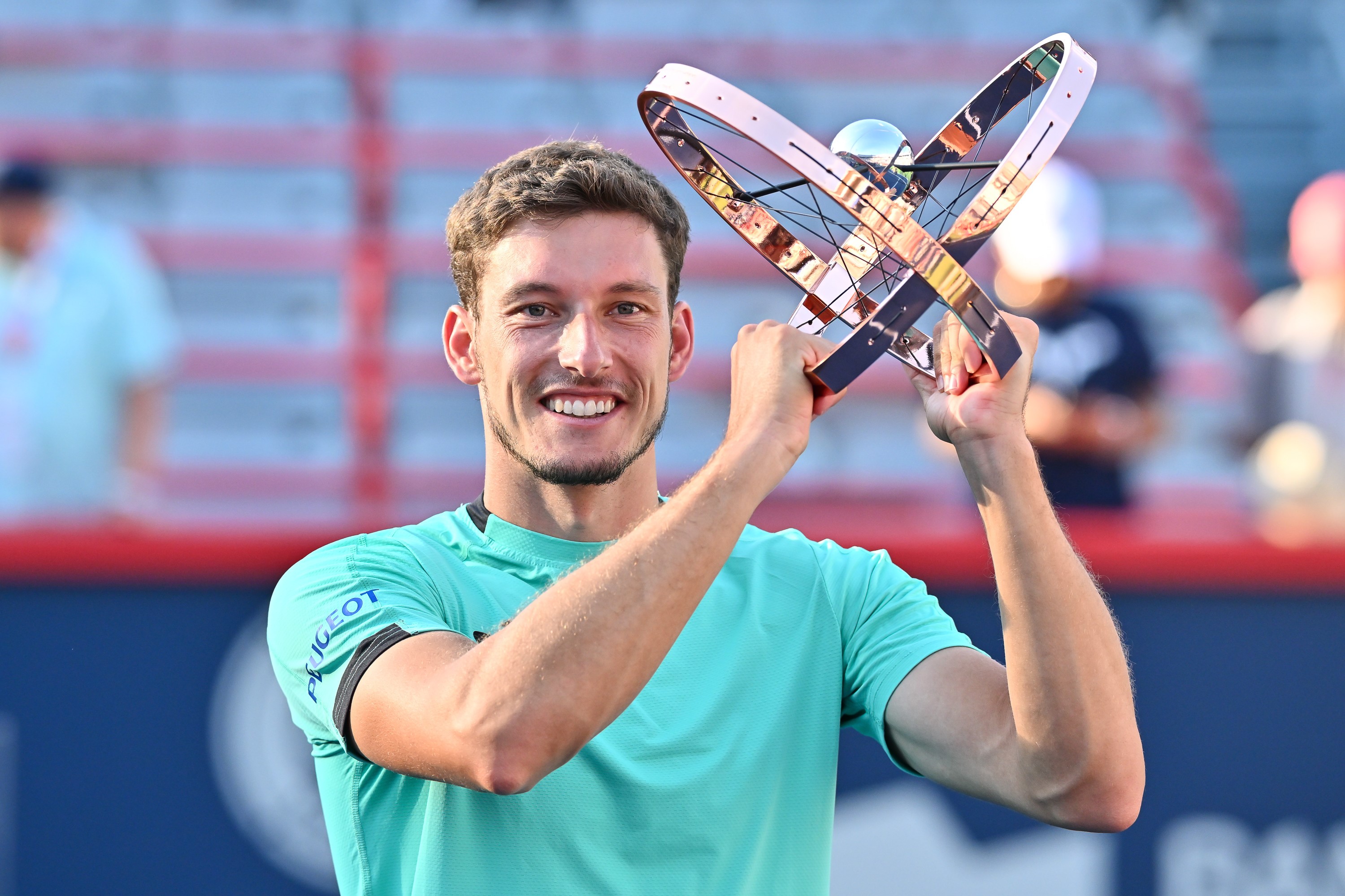 Petenis Spanyol Pablo Carreno Busta usai menjadi juara di Montreal Masters
