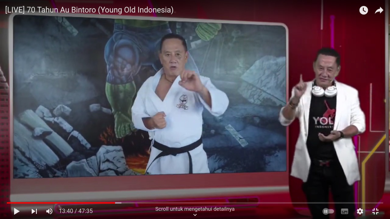 Pendiri Olympic Group Au Bintoro berbagi kisah pada perayaan hari ulang tahunnya yang ke-70 secara virtual pada Senin (1/8). 