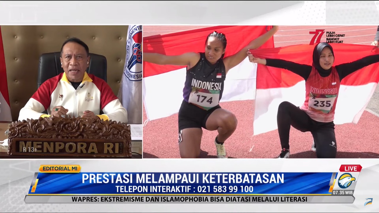Menteri Pemuda dan Olahraga Zainudin Amali saat wawancara live Editorial Media Indonesia