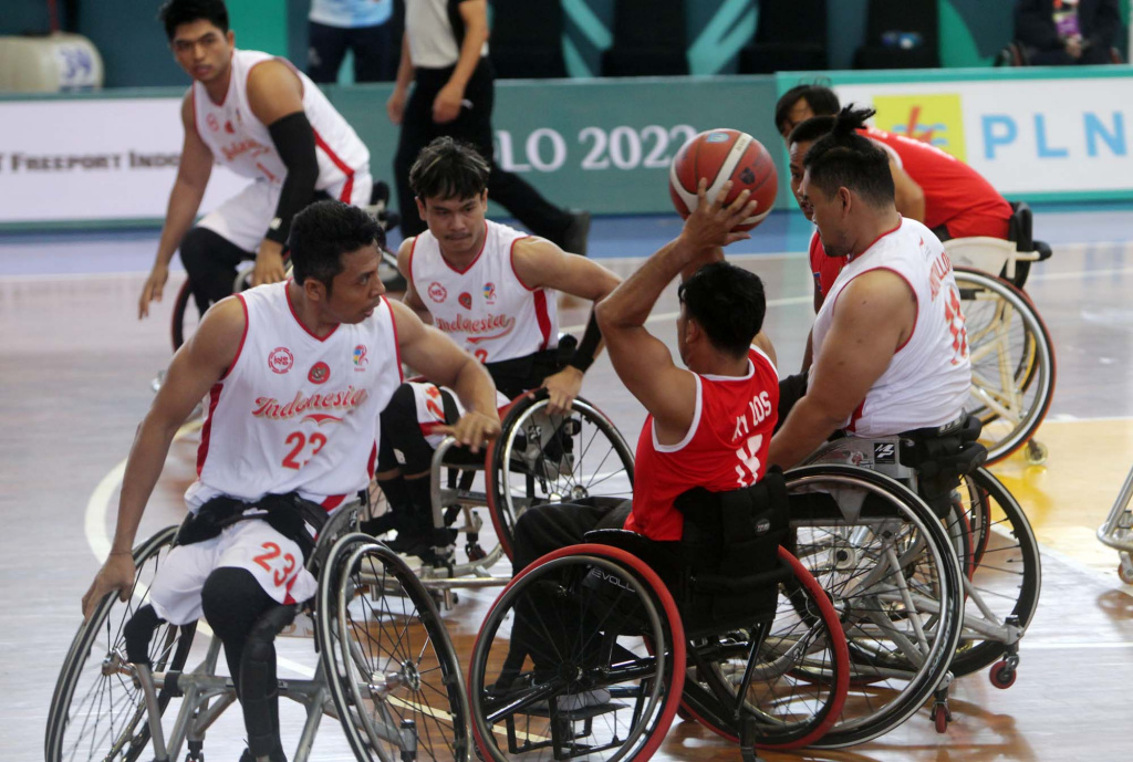 Tim bola basket kursi roda 5x5 putra Indonesia bertambah semangat karena mendapat dukungan langsung Gibran Rakabuming, Selasa (2/8).
