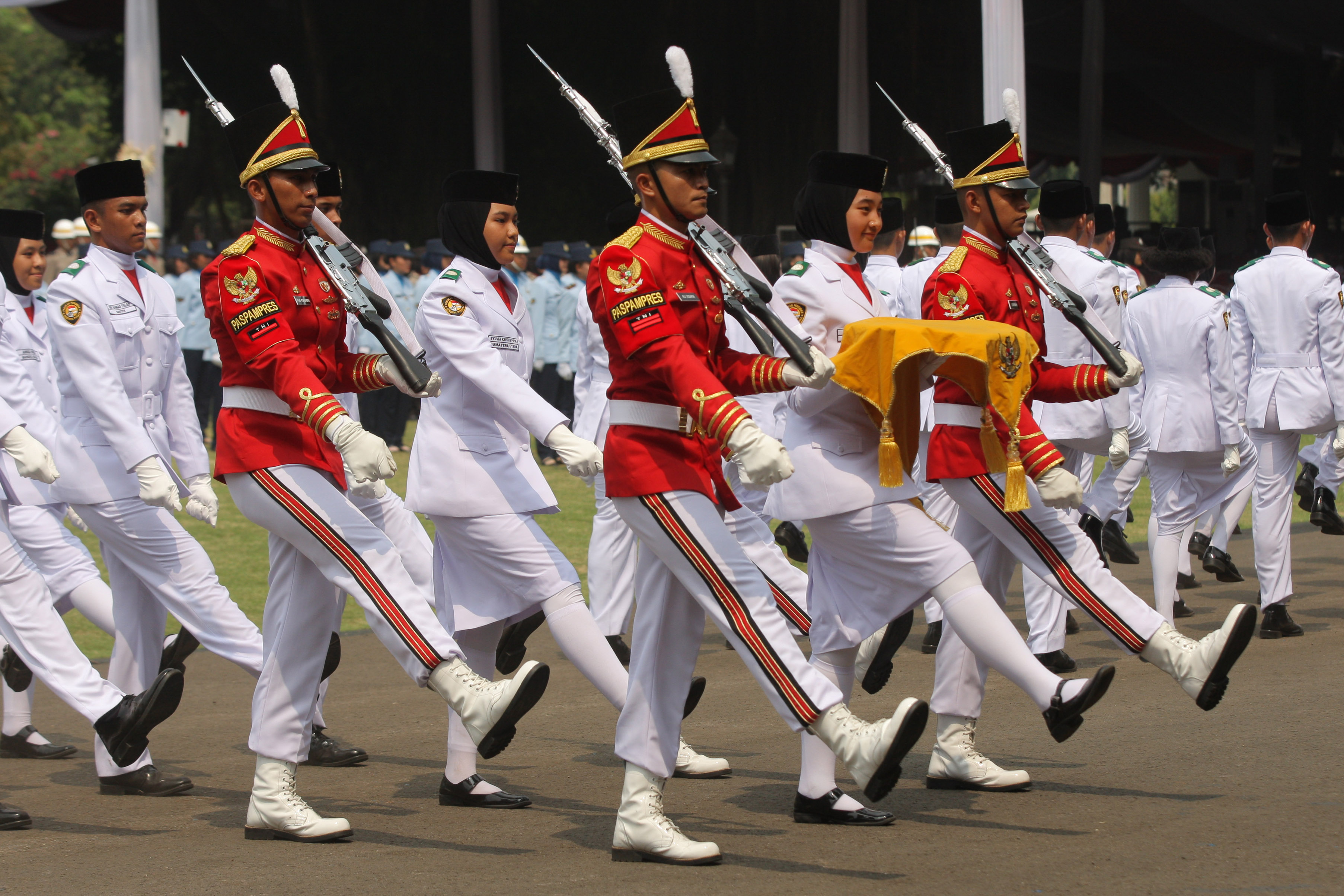Ilustrasi--Gladi resik upacara peringatan 17 Agustus di Istana Negara.