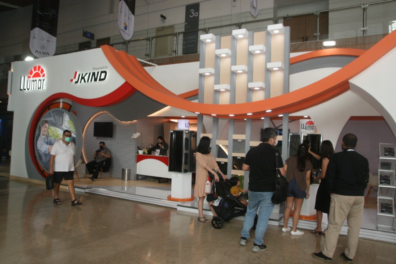 Booth PT Jaya Kreasi Indonesia pada ajang Gaikindo Indonesia International Auto Show (GIIAS) 2022 di ICE BSD City, Tangerang, Banten,