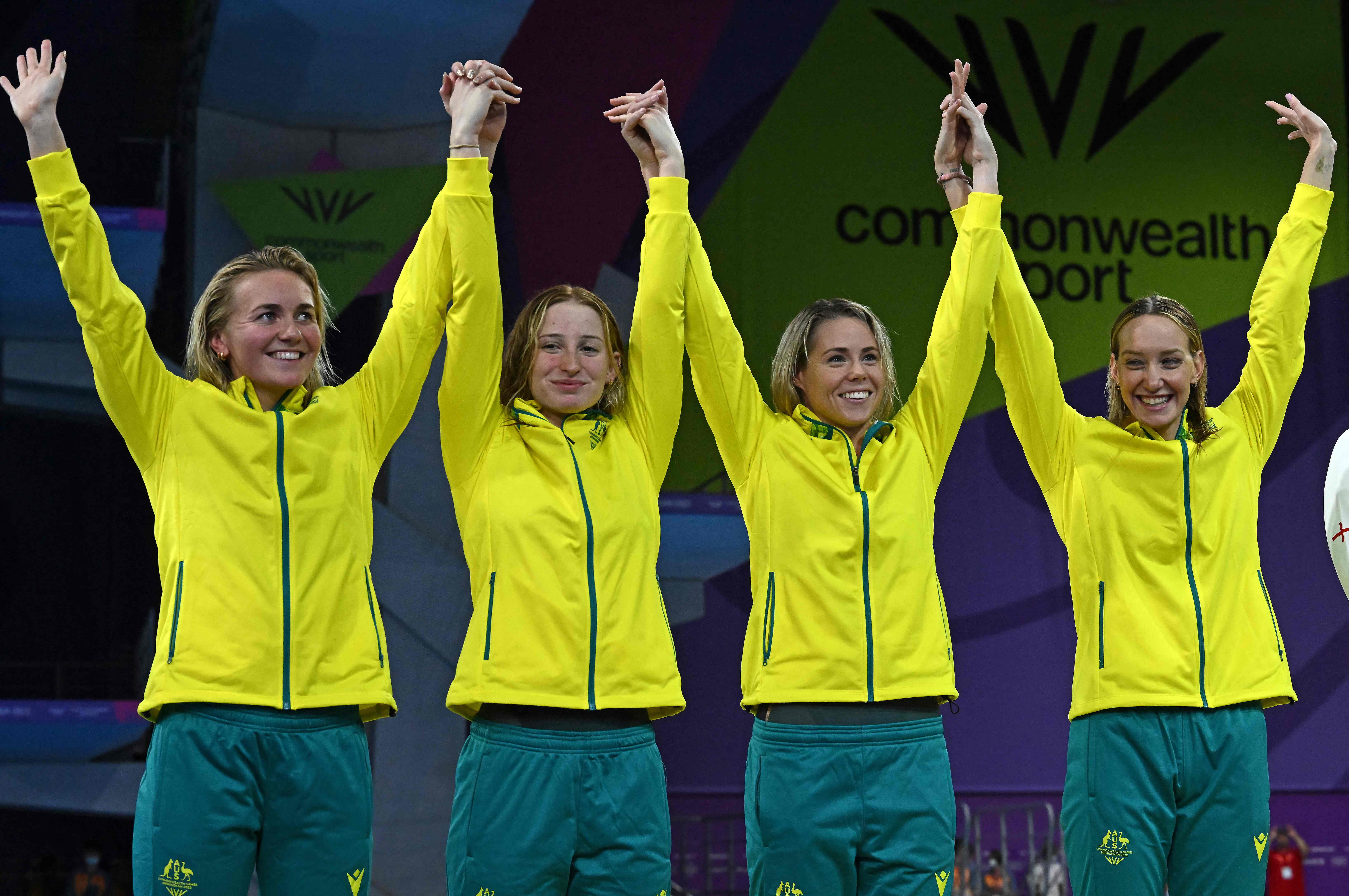 Tim Australia yang memecahkan rekor dunia renang nomor estafet 4x200 meter di Commonwealth Games.