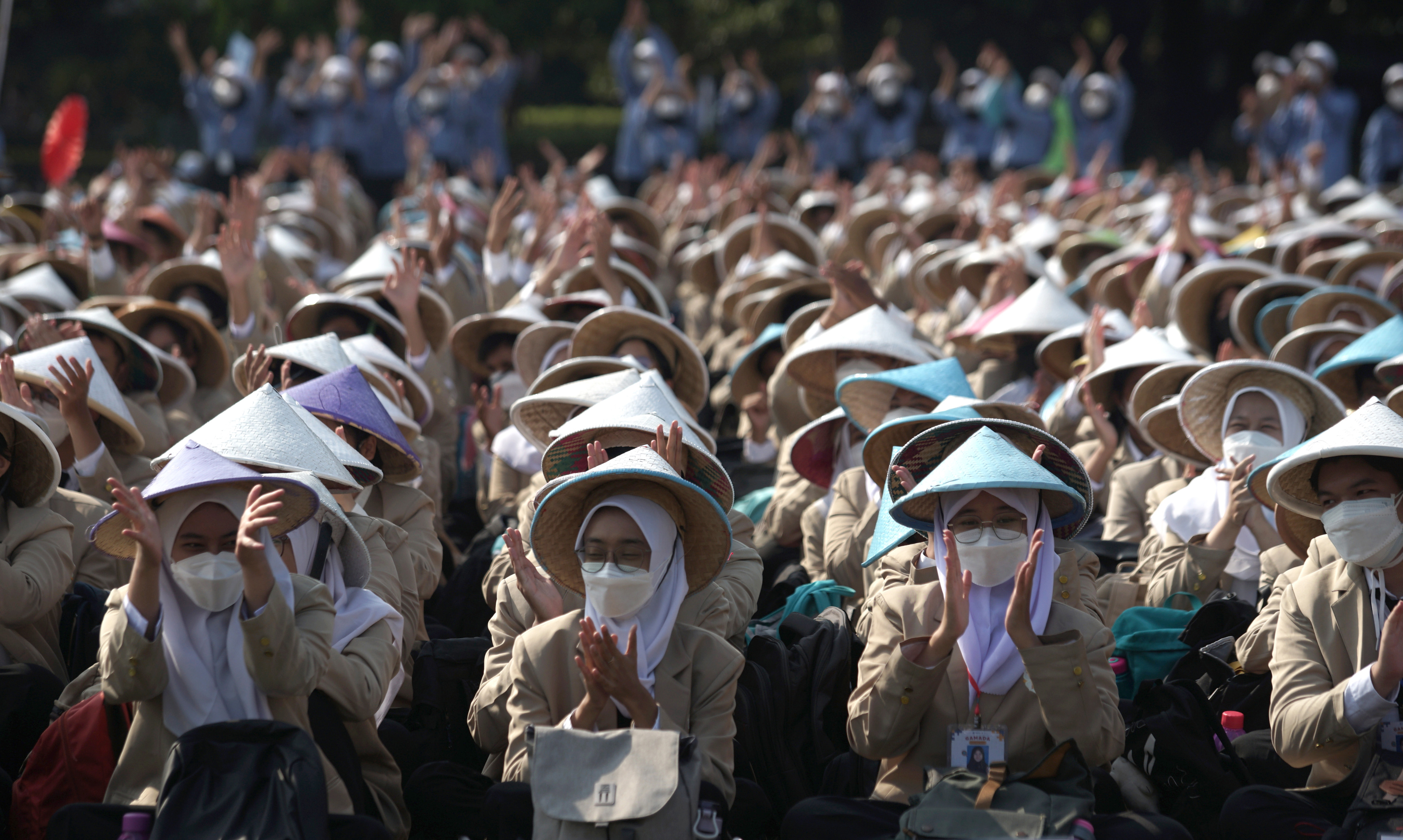  PPSMB UGM 2022: Mahasiswa baru UGM mengikuti acara pembukaan Pelatihan Pembelajar Sukses bagi Mahasiswa Baru 2022 di Selan, DI Yogyakarta.
