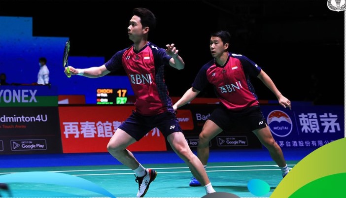 Ganda putra Indonesia Kevin Sanjaya Sukamuljo dan Marcus Fernaldi Gideon