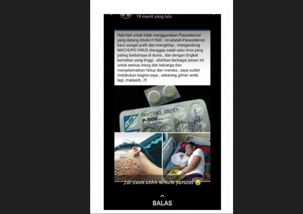 Hoaks yang menyebut parasetamol mengandung virus Machupo