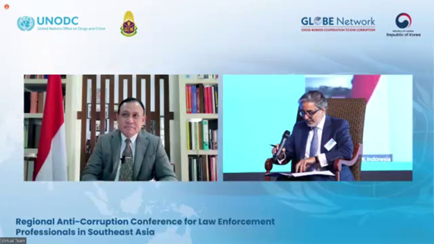 Ketua KPK Firli Bahuri berbicara dalam forum internasional Regional Anti-Corruption Conference for Law Enforcement Professionals in Southeas