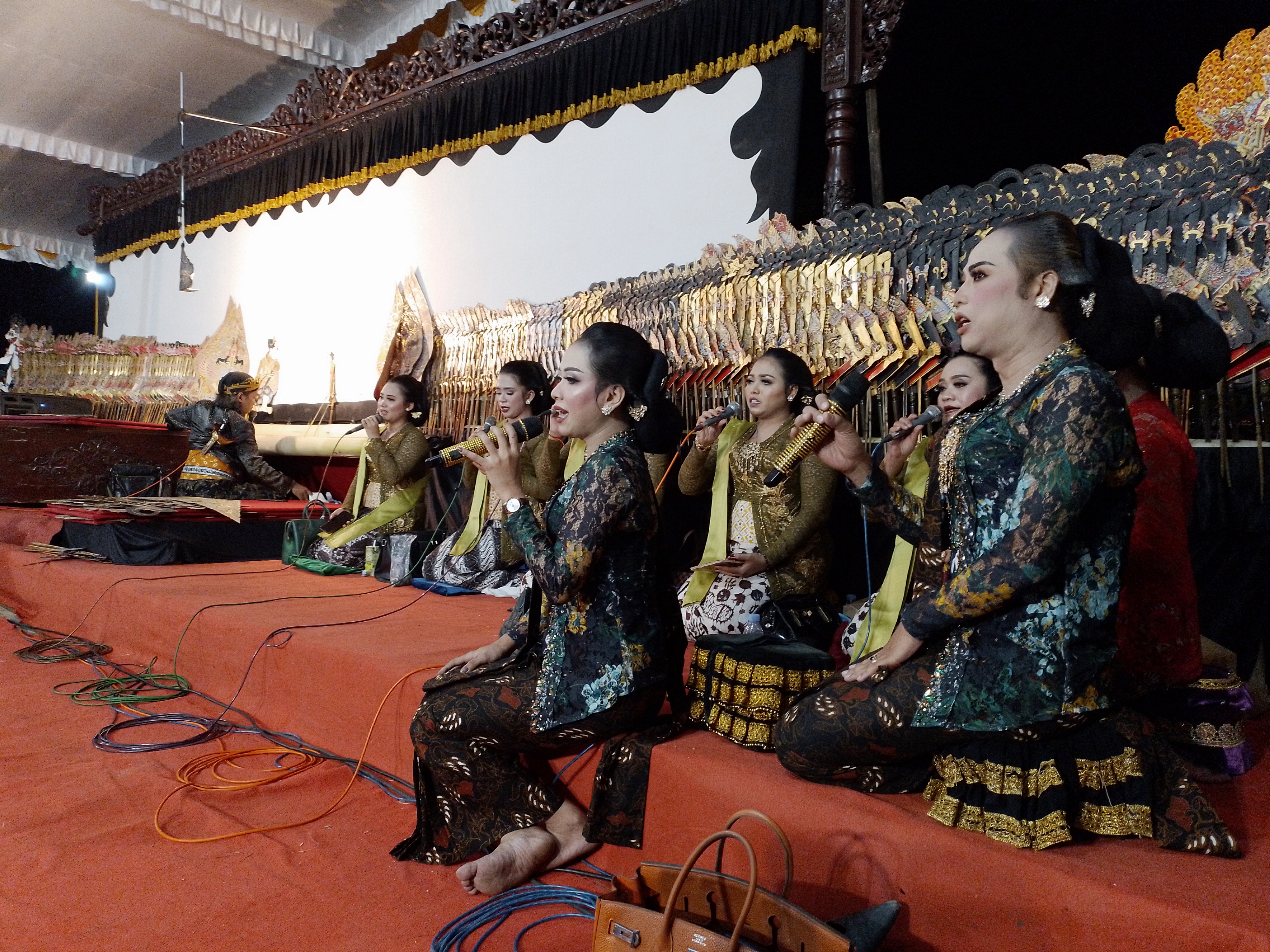 Pergelaran wayang kulit semalam untuk di Balai Desa Nglinggi, Klaten Selatan, Kabupaten Klaten, Jawa Tengah
