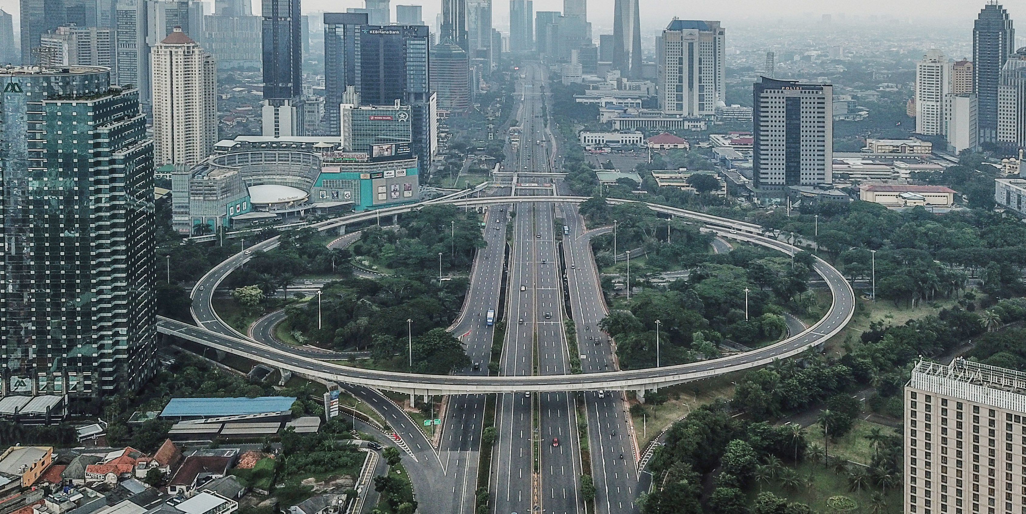 Foto udara simpang susun Semanggi, Jakarta Pusat