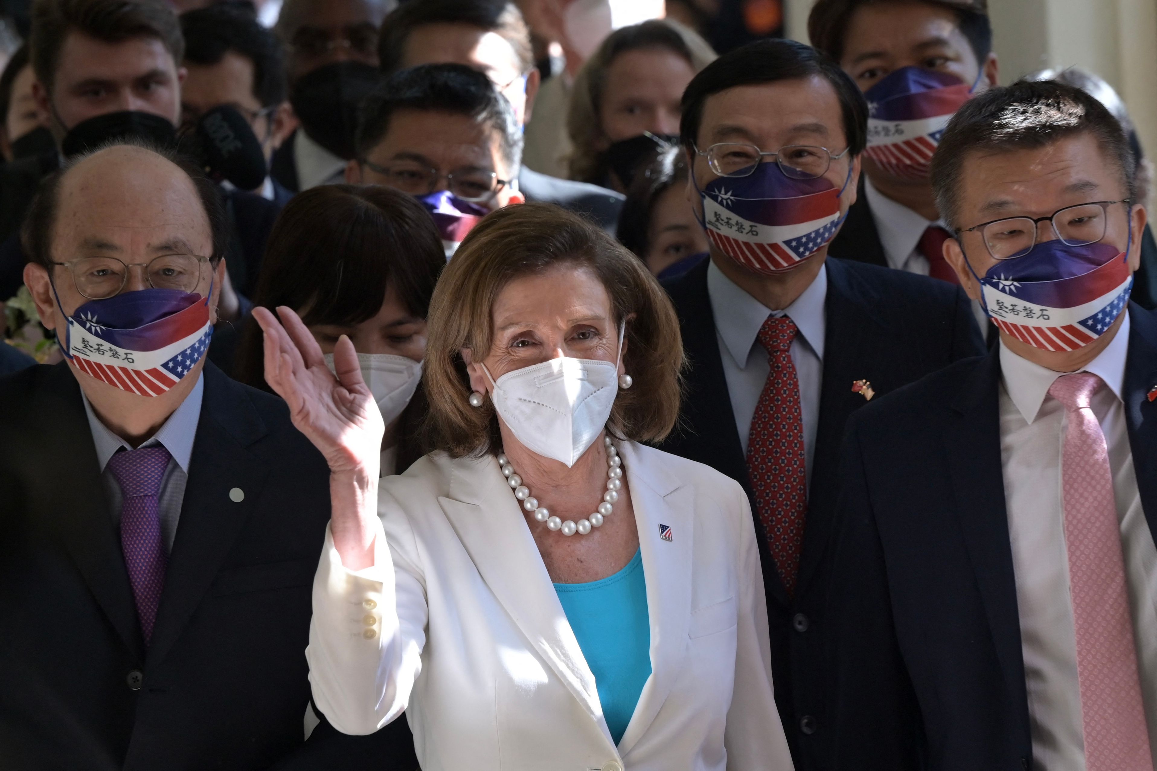 Ketua DPR AS nancy Pelosi saat tiba di Parlemen taiwan