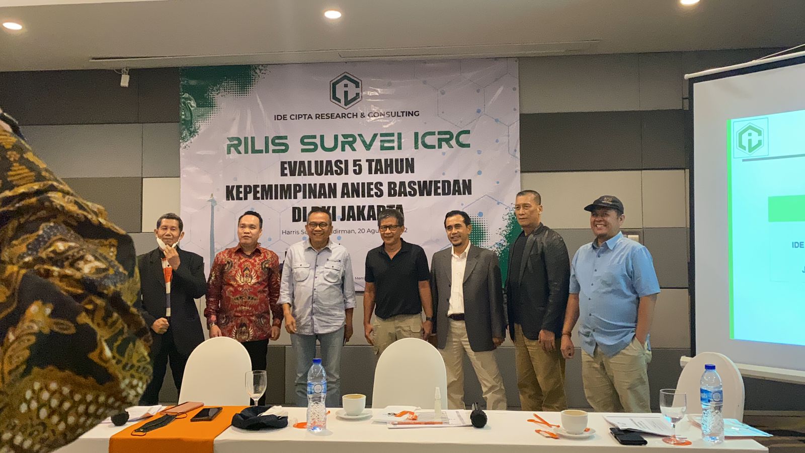 Lembaga Ide Cipta Research and Consulting (ICRC) memaparka hasil survei 5 tahun kinerja kepemimpinan Anies Baswedan, Sabtu (21/8/2022)