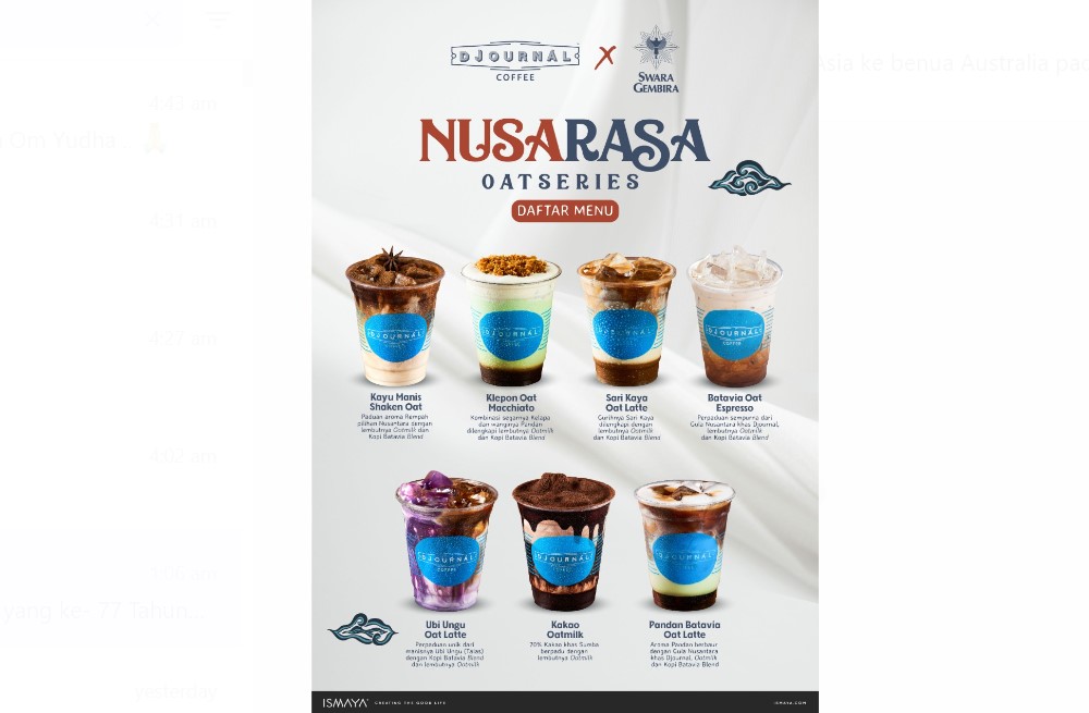 Varian rasa Nusa Rasa Oat Series dari Djournal Coffee dan Swara Gembira