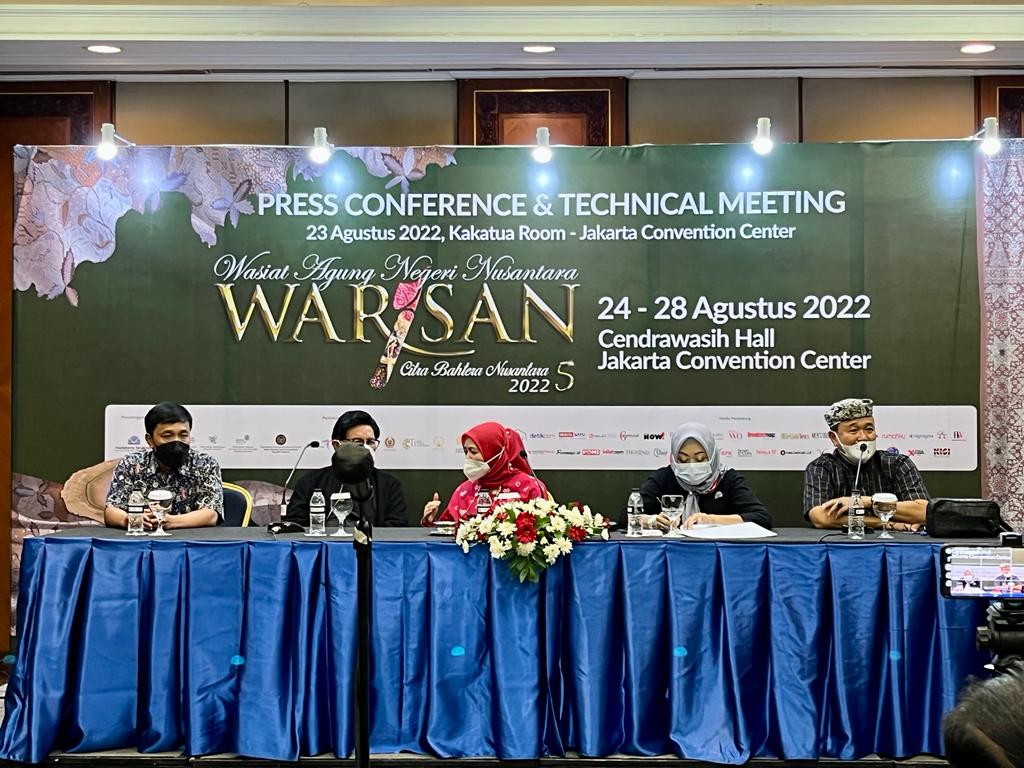 Konferensi pers pameran Warisan 2022 di Jakarta Convention Center, Selasa (23/8).
