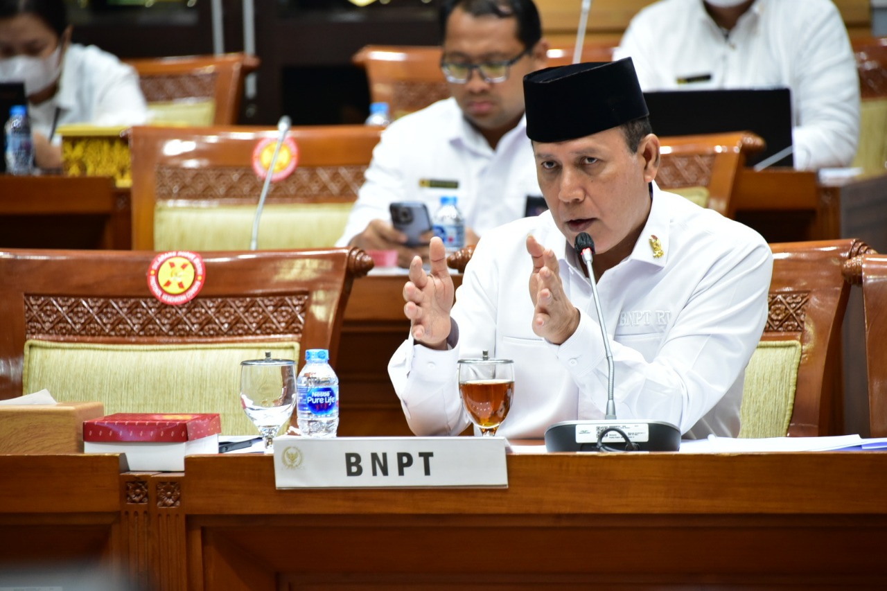 Kepala.BNPT Boy Rafli saat rapat dengan DPR RI.