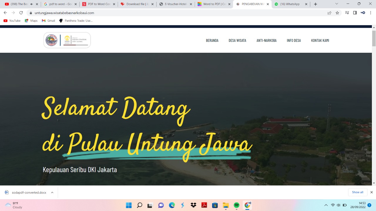 Pengabdian masyarakat UI membangun website dengan domain https://untungjawa.wisatabebasnarkobaui.com/ 