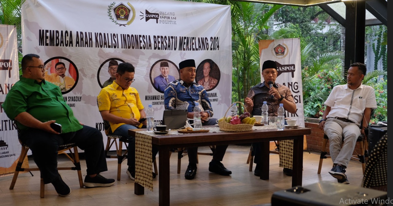 Diskusi Menebak Arah Koalisi Indonesia Bersatu di Bandung yang digelar PWI Jawa Barat Pokja Gedung Sate