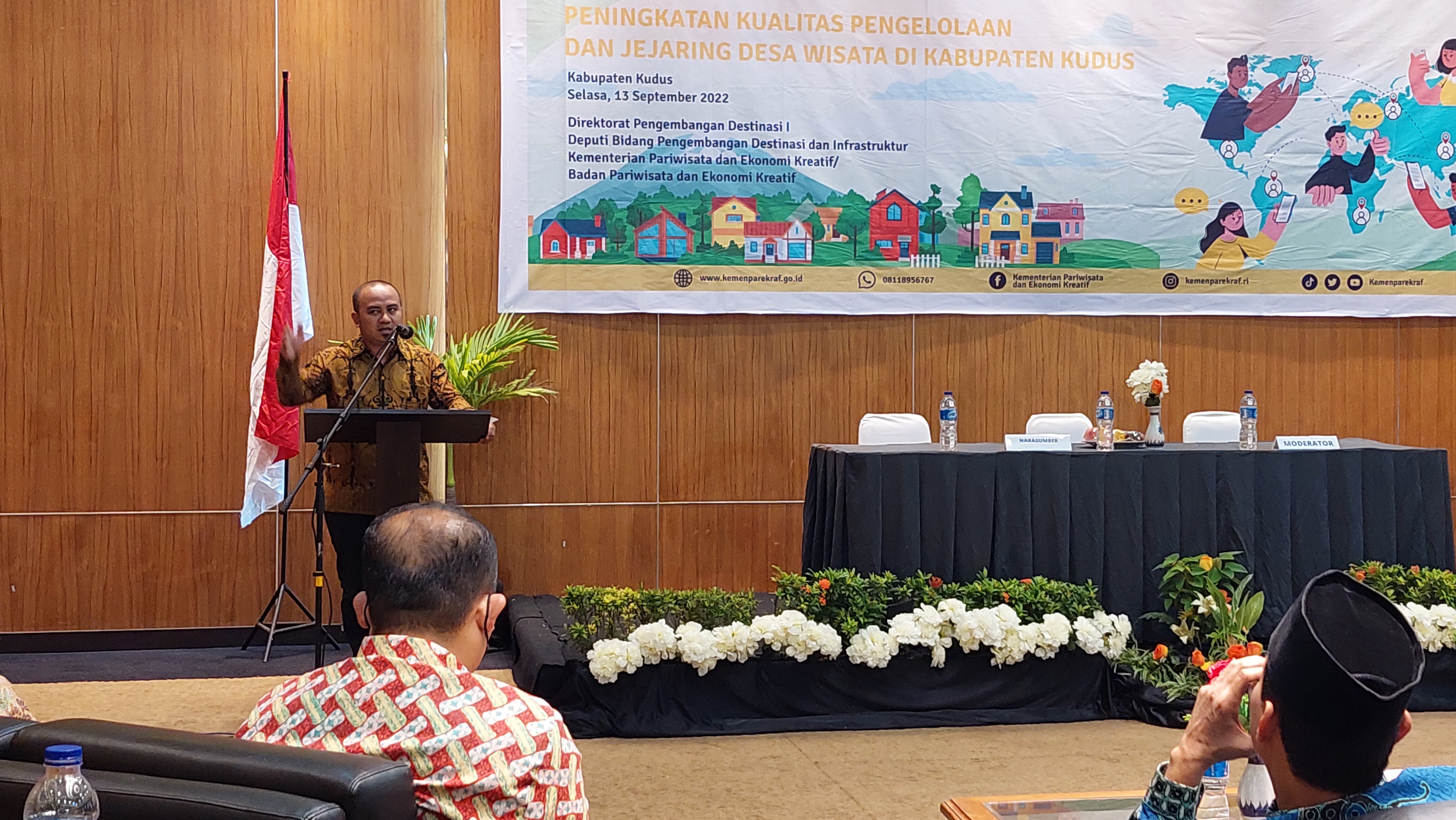 Kemenparekraf menggelar sosialisasi peningkatan kualitas pengelolaan dan jejaring desa wisata di Kudus, Jawa Tengah, Selasa (13/9).