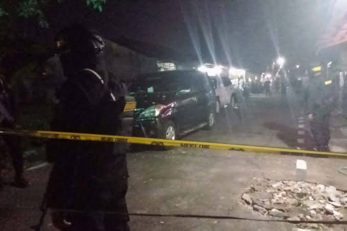Suasana pascaledakan di kompleks asrama Brimob, Kabupaten Sukoharjo, Jawa Tengah