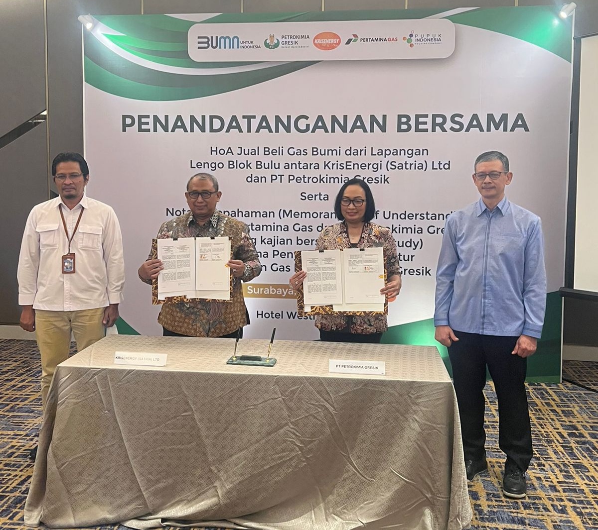 Penandatangan HoA Petrokimia Gresik dengan Krisenergy untuk tambahan Pasokan gas