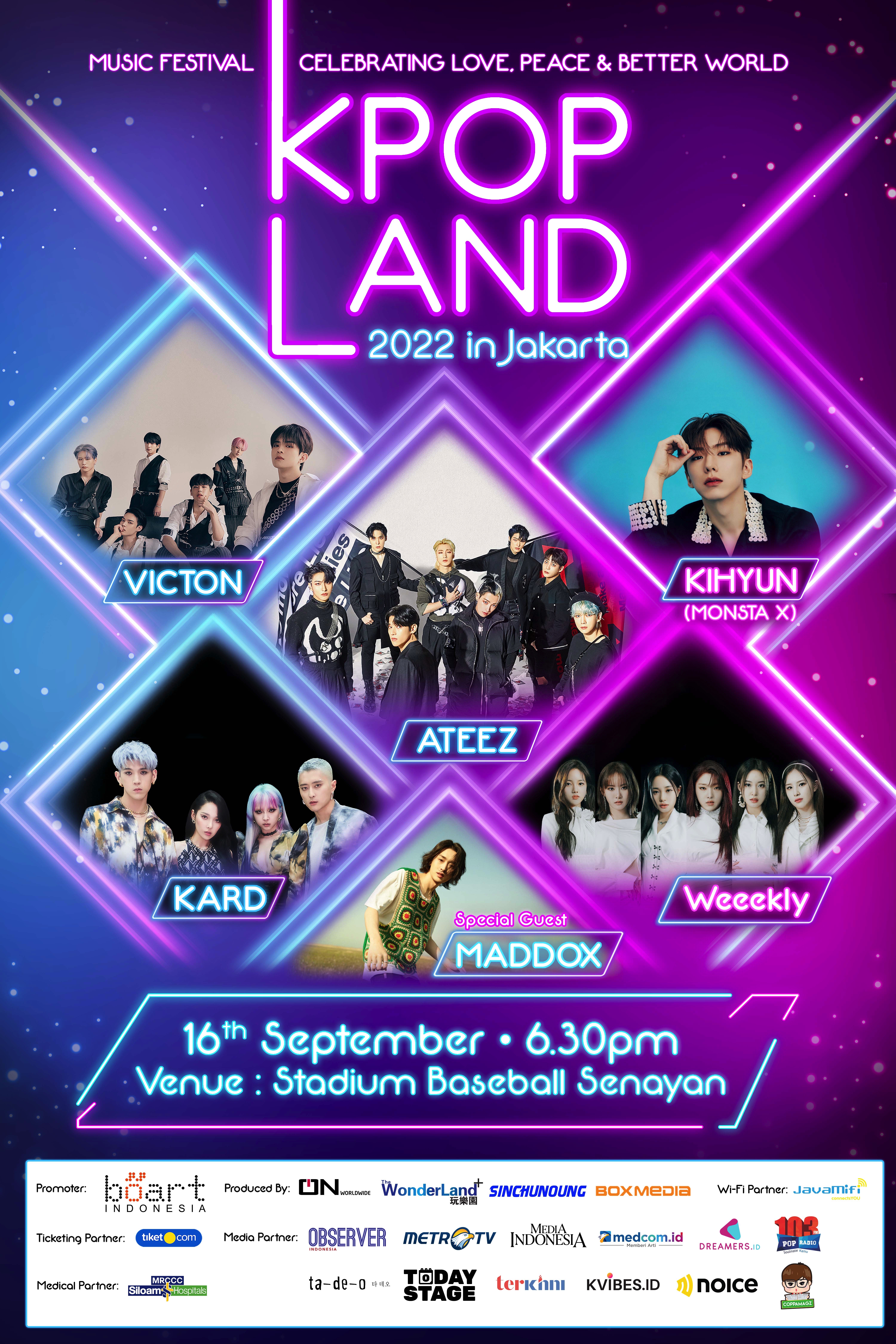 KPop Land dipromotori oleh PT. Boart Indonesia.siap menghadirkan pertunjukan spektakuler dengan menampilkan para penyanyi K-Pop terkemuka.