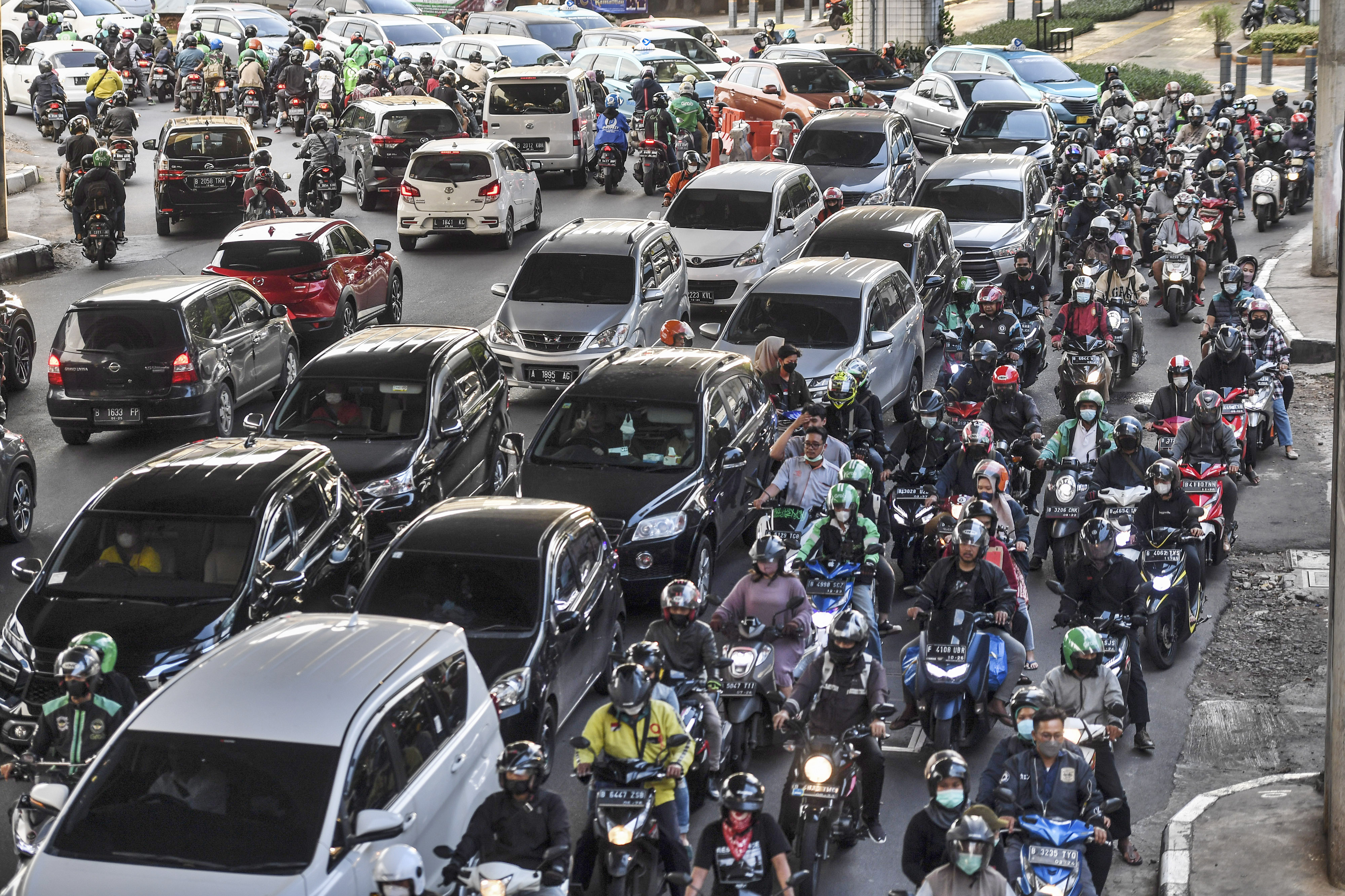Potret kemacetan di ruas jalan wilayah Jakarta.