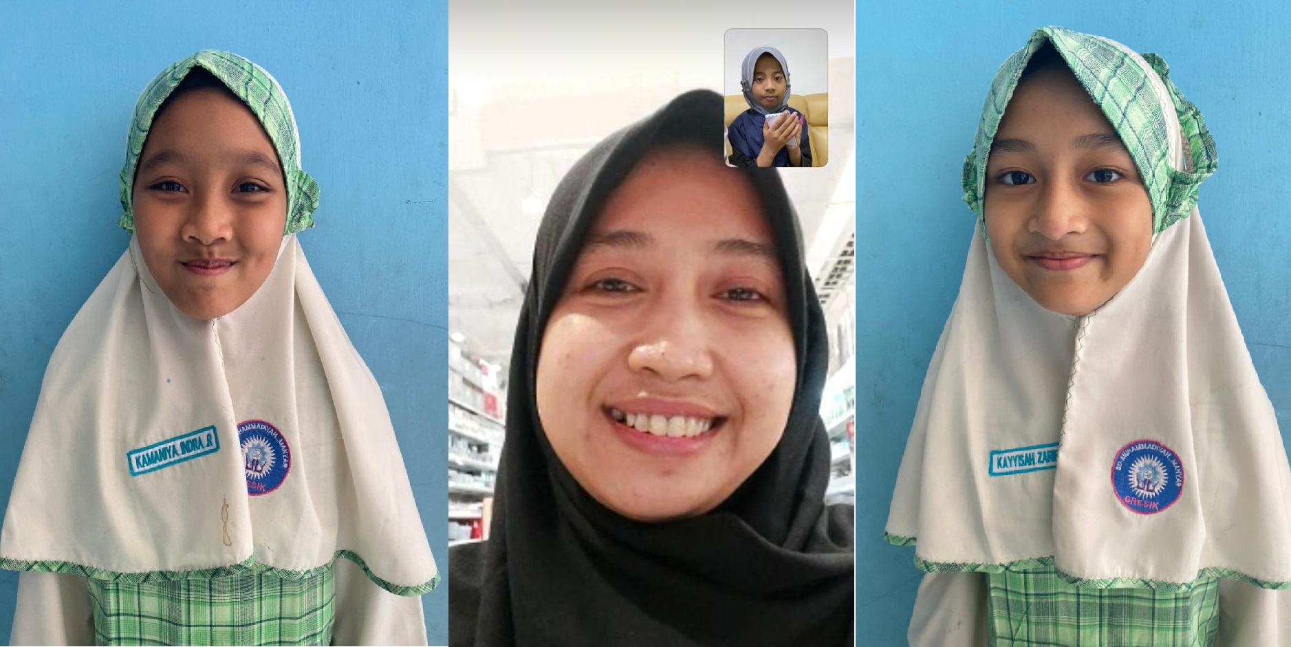 Dari kiri ke kanan: Anya, Ibu RT, dan Kayyisah.