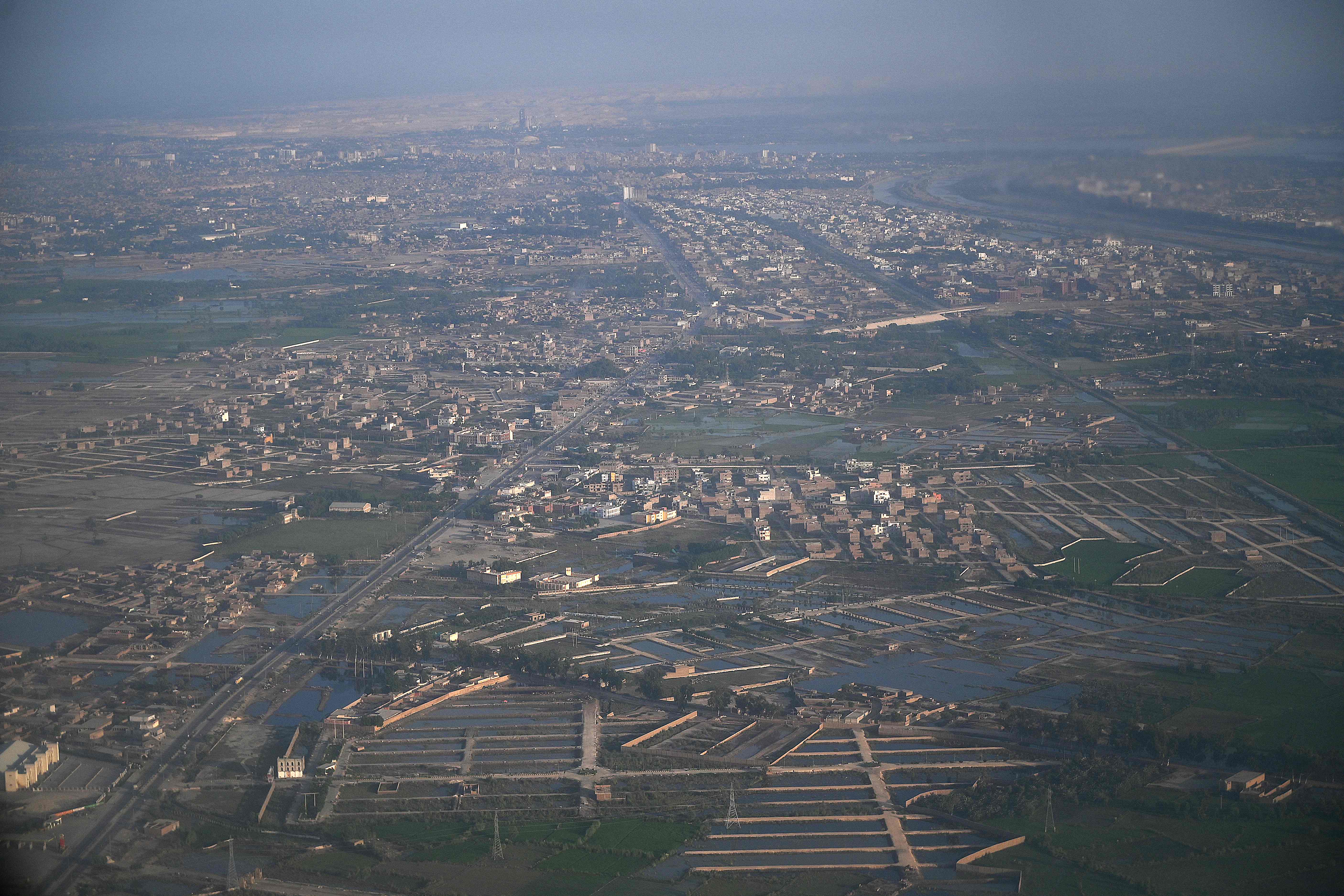 Foto Aerial wilayah Sukkur, Provinsi Sindh, Pakistan yang dilanda Banjir